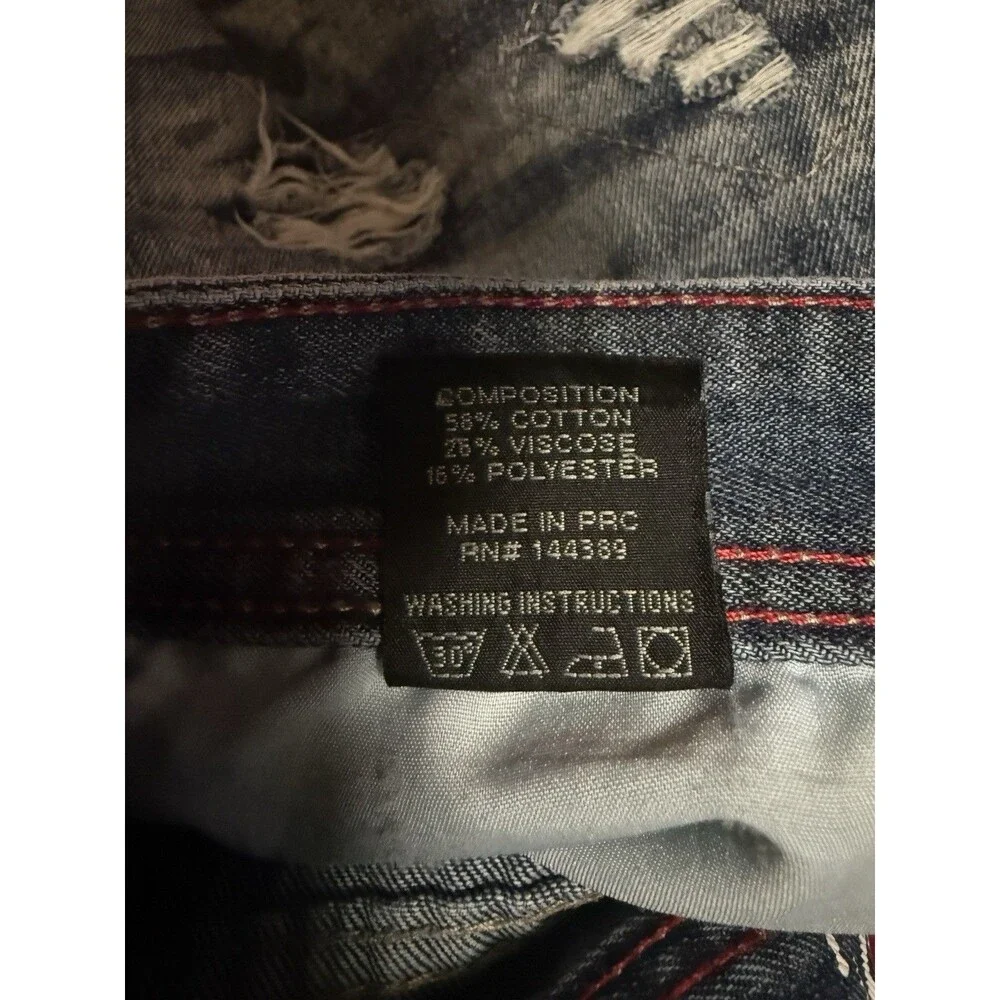 Men’s Reset Platinum Denim Heavily Distressed Jeans 36x32 Medium Wash Edgy Hip